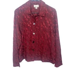 Coldwater Creek dark red burgundy top jacket lightweight medium EUC
